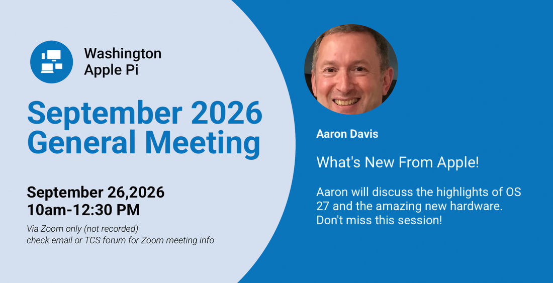 September 2026 meeting poster: What’s New From Apple with Aaron Davis
